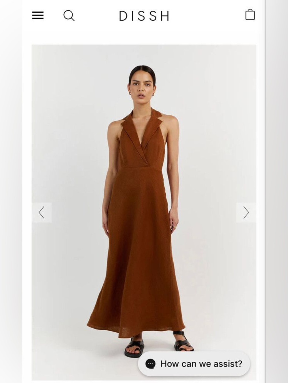 DISSH EZRA TOBACCO LINEN MIDI DRESS
6 / TOBACCO